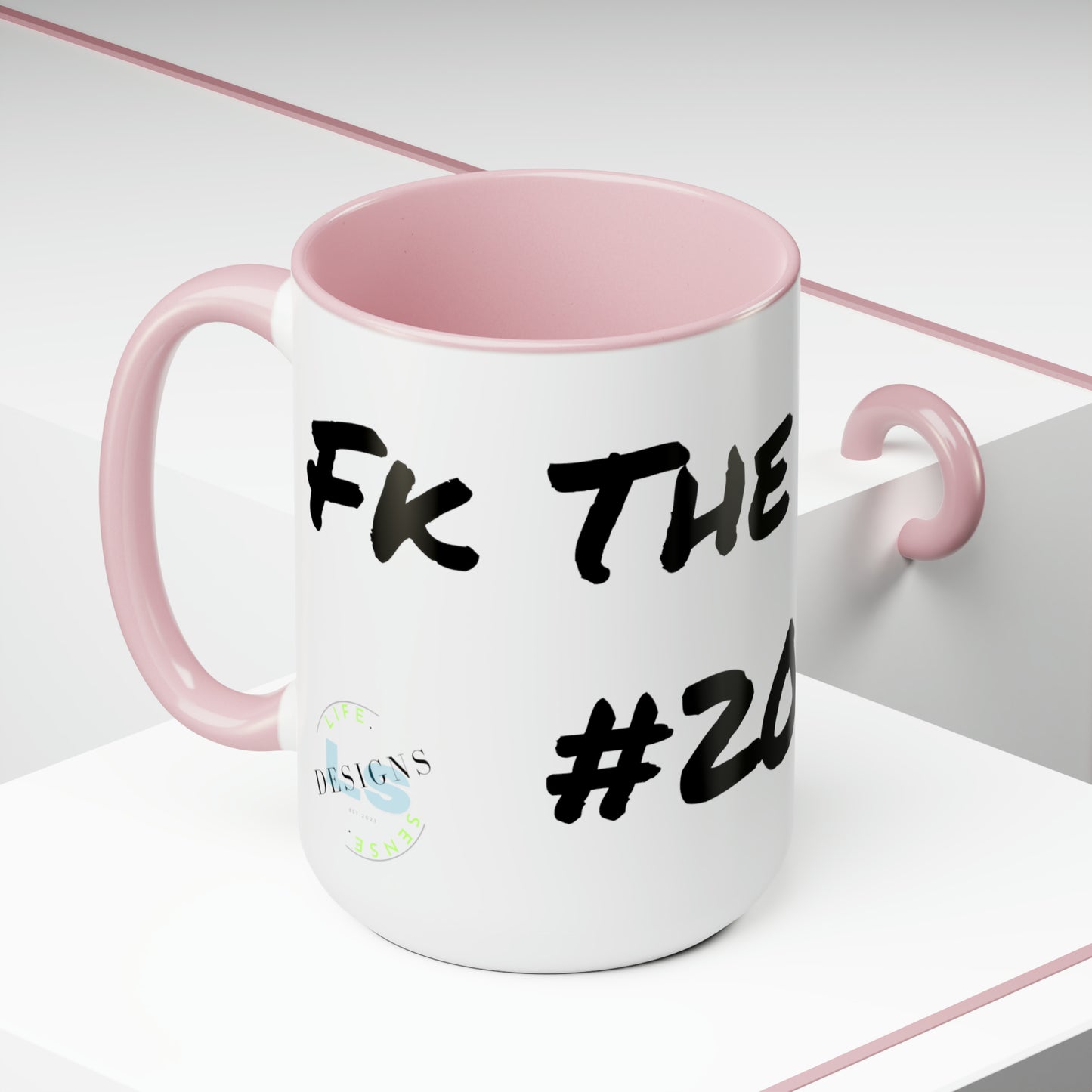 Celebrate 2024 with this "Fk The Grind #2024" Two-Tone Coffee Mug, 15oz