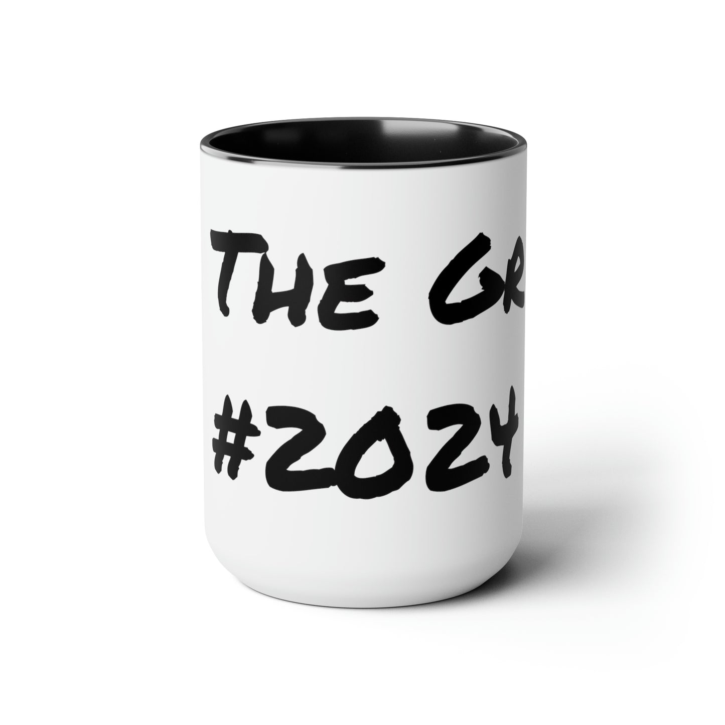 Celebrate 2024 with this "Fk The Grind #2024" Two-Tone Coffee Mug, 15oz