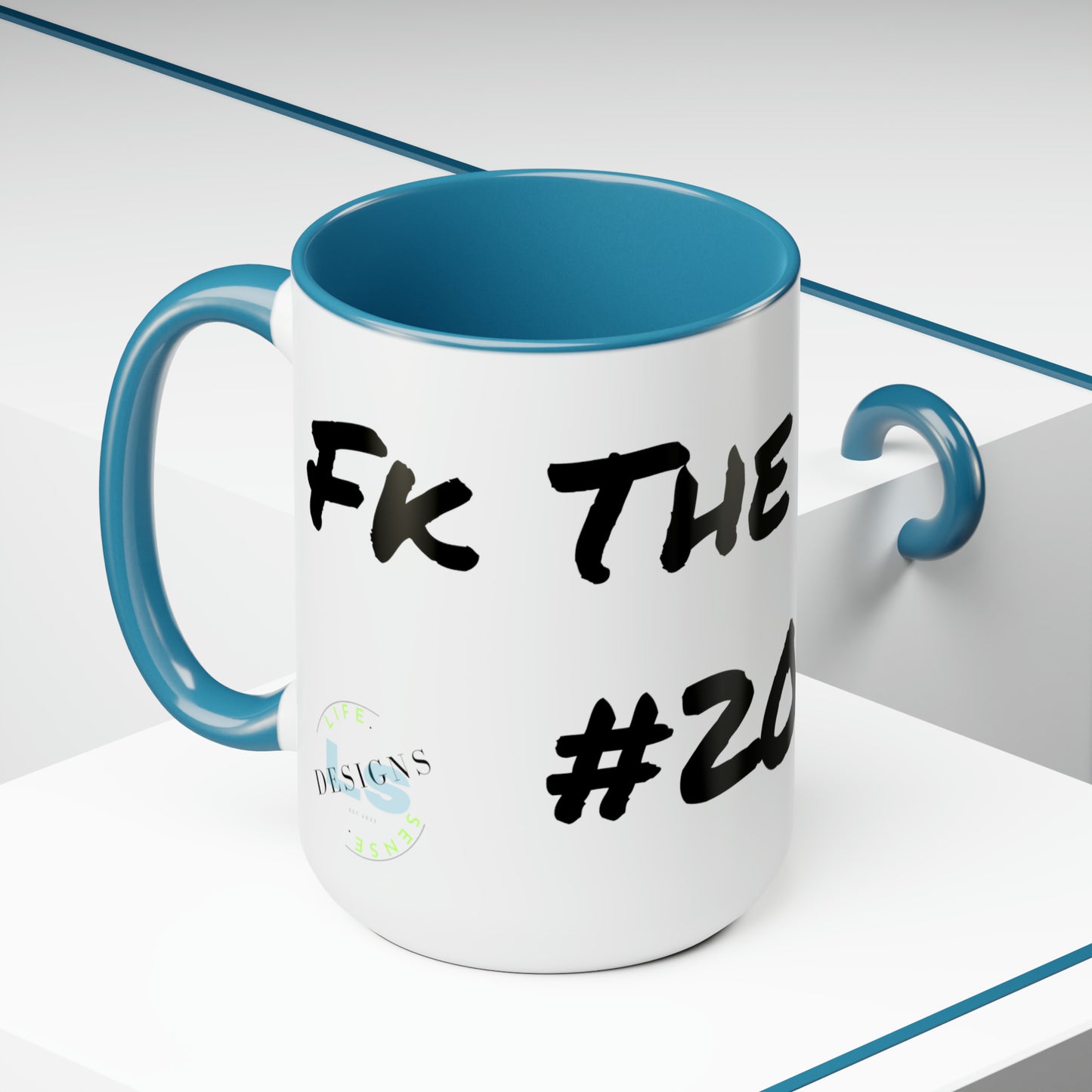 Celebrate 2024 with this "Fk The Grind #2024" Two-Tone Coffee Mug, 15oz