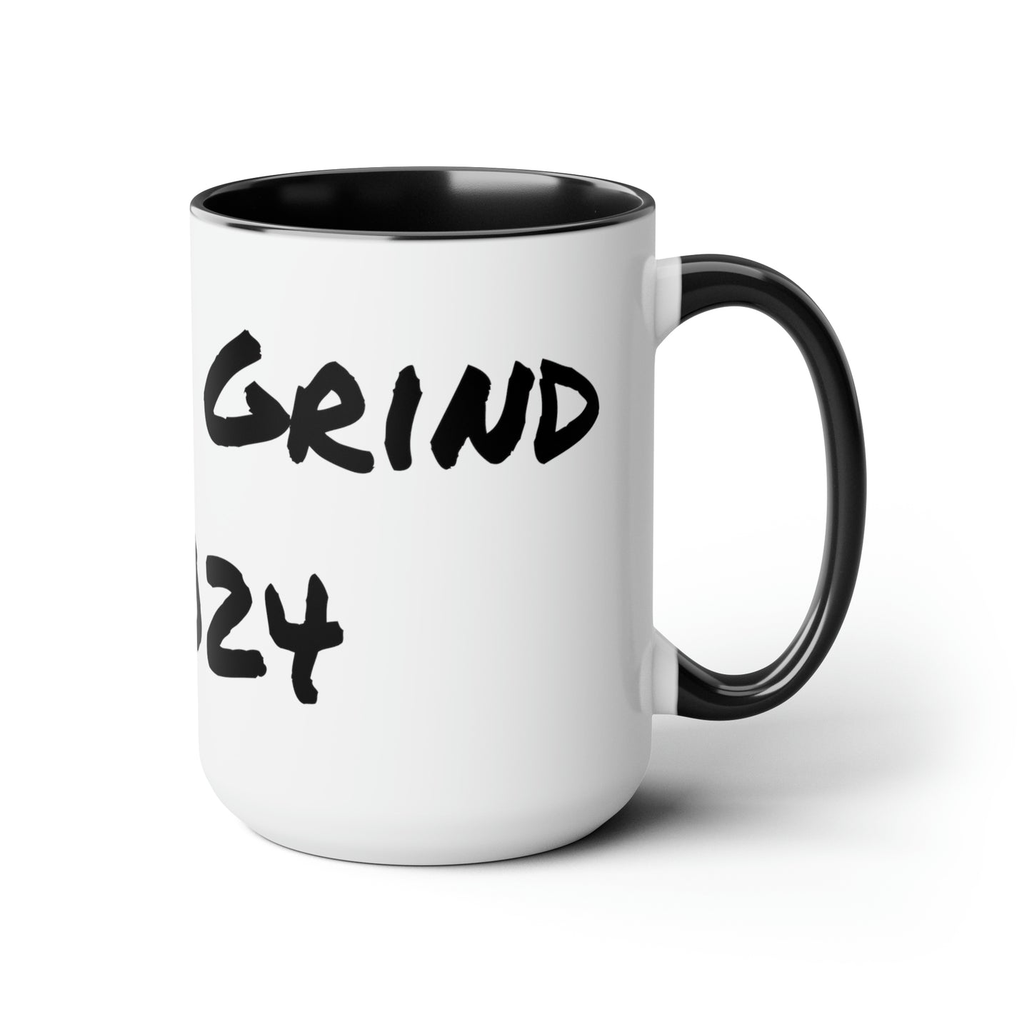 Celebrate 2024 with this "Fk The Grind #2024" Two-Tone Coffee Mug, 15oz