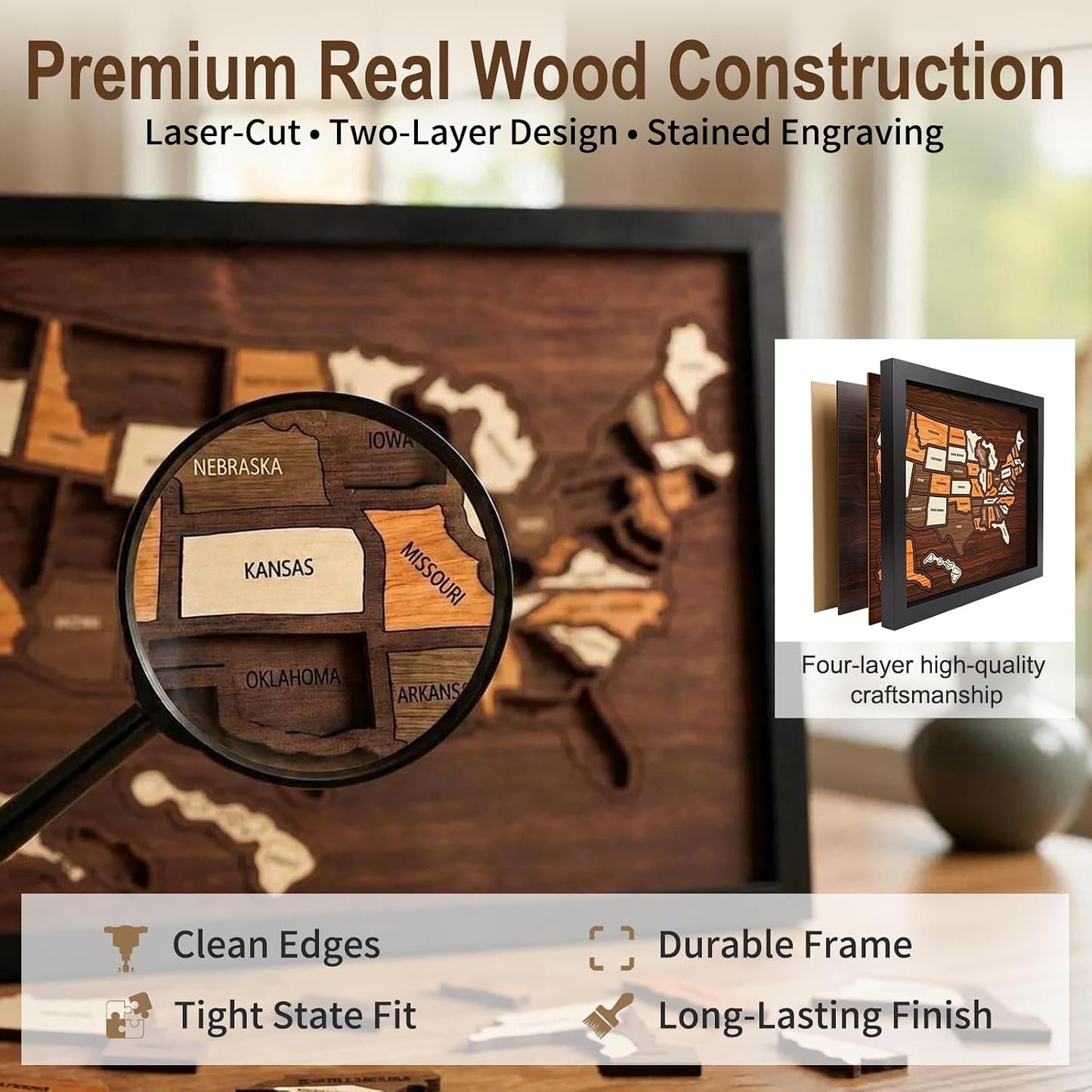 Wooden USA Travel Map Puzzle