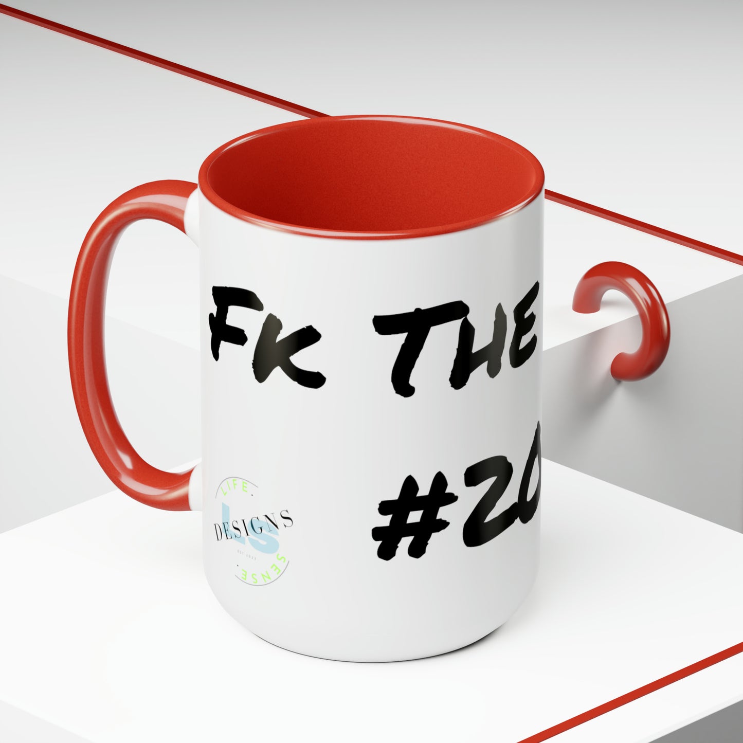 Celebrate 2024 with this "Fk The Grind #2024" Two-Tone Coffee Mug, 15oz