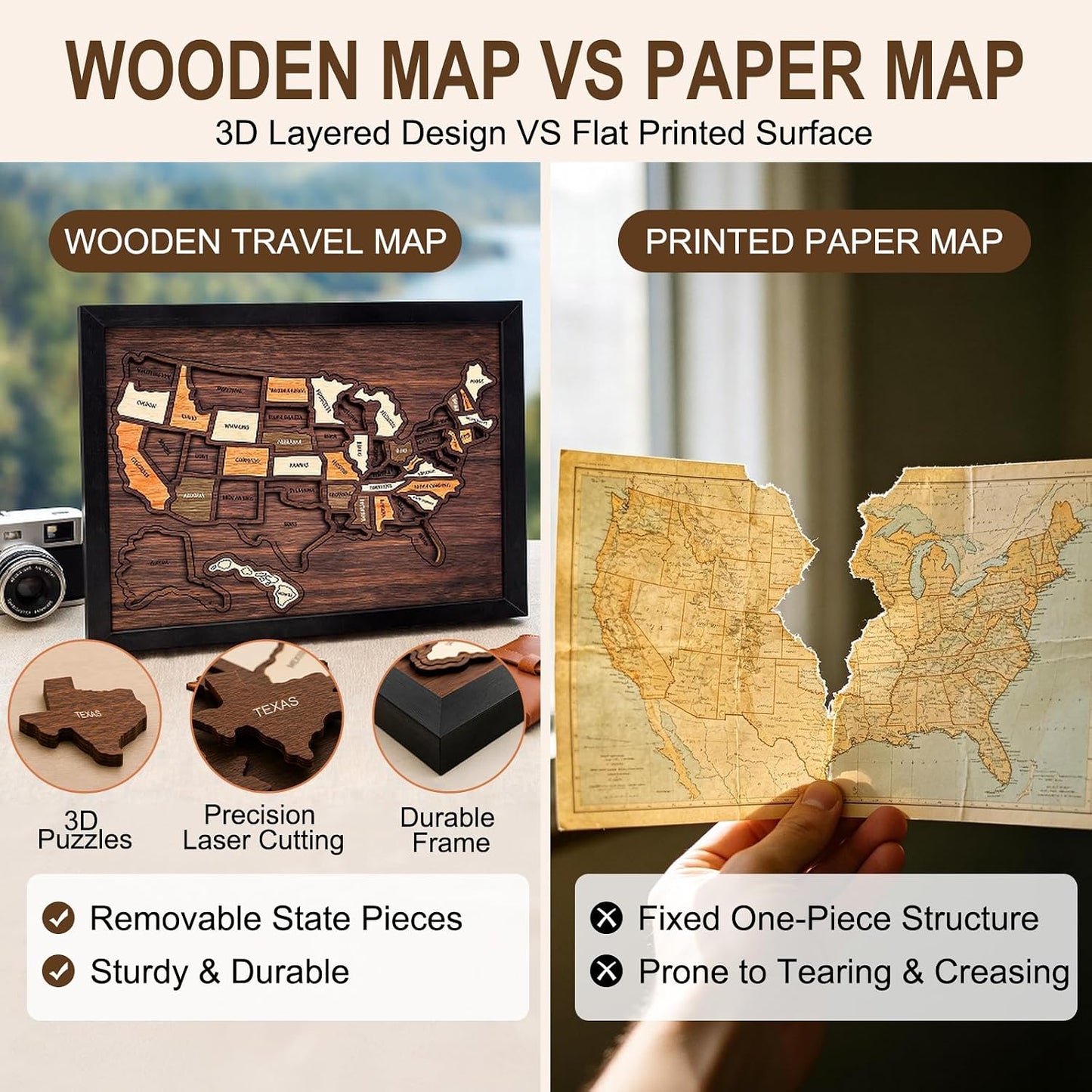 Wooden USA Travel Map Puzzle