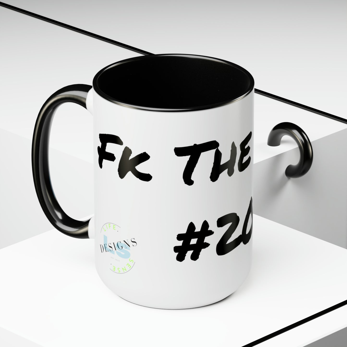 Celebrate 2024 with this "Fk The Grind #2024" Two-Tone Coffee Mug, 15oz